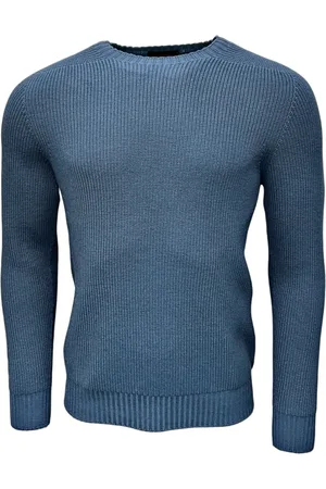 Gran Sasso Strik, Herre, Blå, XL, Denim, Rainwool Denimblå Sweater