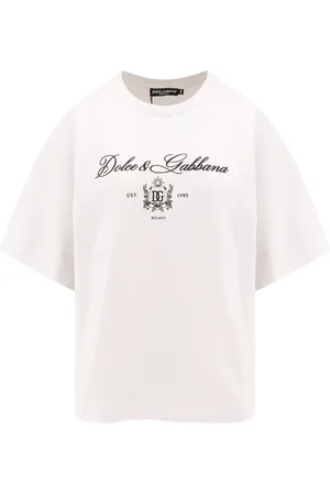 Dolce & Gabbana Top, Dame, Hvid, 2XS, Bomuld, Monogram Rib-Coté T-Shirt Logo Print