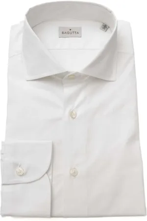 BAGUTTA Skjorte, Herre, Hvid, XL, Bomuld, Slim Fit French Krave Bomuld Skjorte