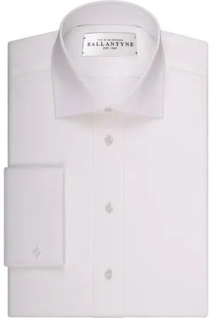 BALLANTYNE Skjorte, Herre, Hvid, 2XL, Bomuld, Hvid Bomuld Spread Krave Skjorte
