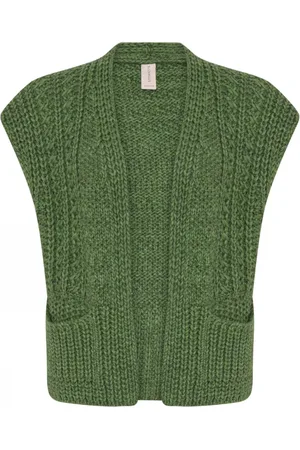 Skovhuus Strik, Dame, Grøn, M, Uld, Struktureret Casual Vest i Lawn