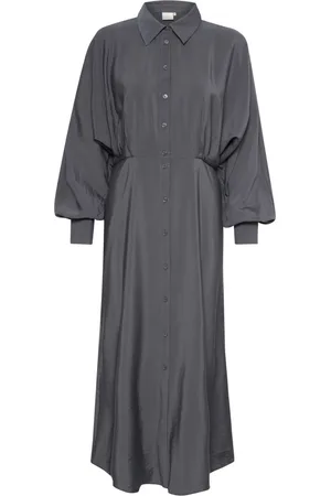 Kaffe Kjole, Dame, Sort, XL, Elegant Shirt Dress Oyster