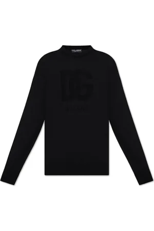 Dolce & Gabbana Strik, Herre, Sort, XL, Uld, Uldtrøje med logo