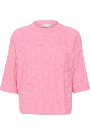 Kaffe Strik, Dame, Lyserød, S, Uld, Rosebloom Melange Strik Pullover Sweater