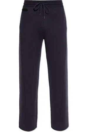 Lanvin Bukser, Herre, Blå, L, Uld, Uldbukser med logo