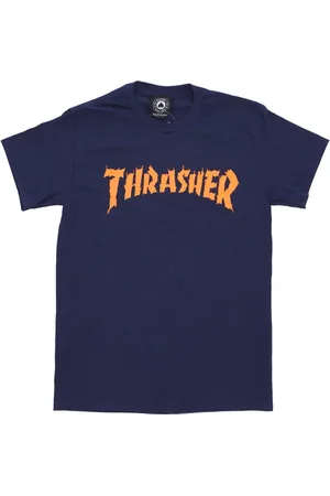 Thrasher Top, Herre, Blå, XL, Bomuld, Flamme T-shirt