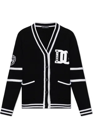 Dolce & Gabbana Strik, Herre, Sort, L, Uld, Uld cardigan med logo