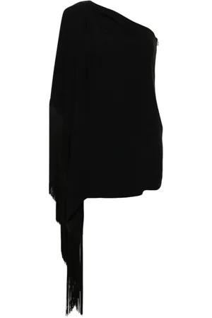 Moschino Kjole, Dame, Sort, S, Uld, Sort Frynset One-Shoulder Kjole