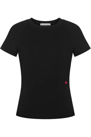 Moschino Top, Dame, Sort, M, Bomuld, Hjerte Motiv Crew Neck Top