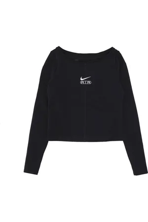 Nike Top, Dame, Sort, M, Bomuld, Langærmet Air Logo Tee Sort/Hvid