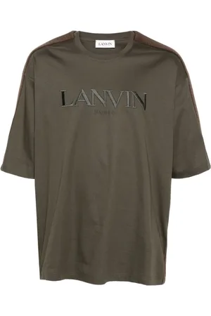 Lanvin Top, Herre, Grå, M, Bomuld, Broderet Logo Crew Neck T-shirt