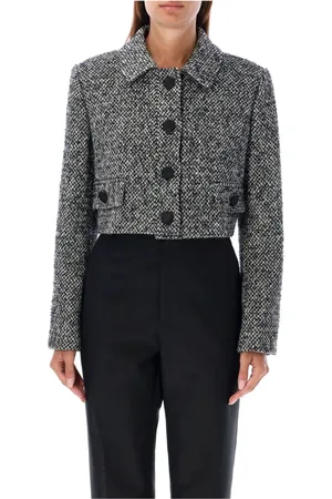 Dolce & Gabbana Jakke, Dame, Sort, M, Tweed, Sort Melange Kort Tweedjakke