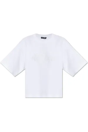 Dolce & Gabbana Top, Dame, Hvid, XS, Bomuld, T-shirt med broderet logo
