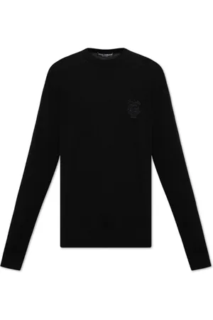 Dolce & Gabbana Strik, Herre, Sort, S, Cashmere, Trøje med logo