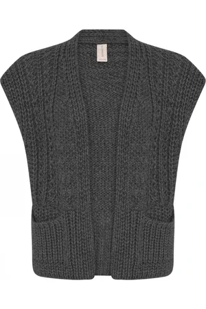 Skovhuus Strik, Dame, Grå, L, Uld, Struktureret Casual Vest Grå