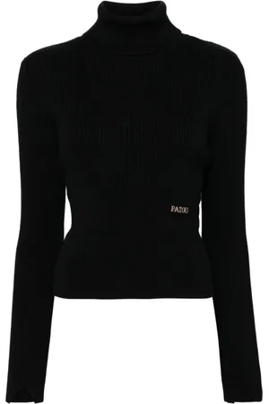 Patou Strik, Dame, Sort, XS, Uld, Sort Merinouldssweater