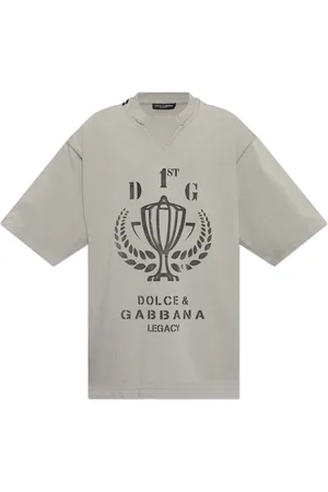 Dolce & Gabbana Top, Herre, Grå, M, Bomuld, T-shirt med print
