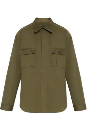 Dolce & Gabbana Skjorte, Herre, Grøn, L, Bomuld, Skjorte med logo