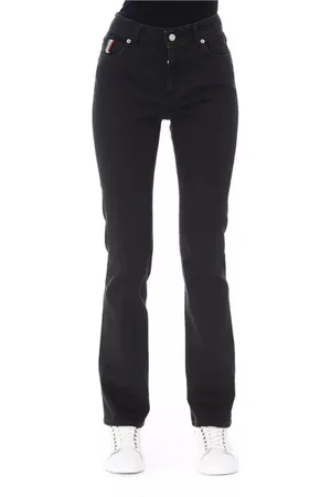 BALDININI Jeans, Dame, Sort, W28, Bomuld, Sort Bomuld Logoet Knappen Regelmæssige Jeans