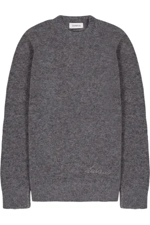 LANEUS Strik, Herre, Grå, L, Uld, Alpaca Broderet Sweater