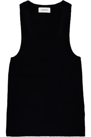 LANEUS Top, Dame, Sort, XS, Uld, Uld Ærmeløs Rund Hals Top