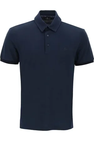 Etro Top, Herre, Blå, L, Bomuld, Pegasus Logo Polo Shirt