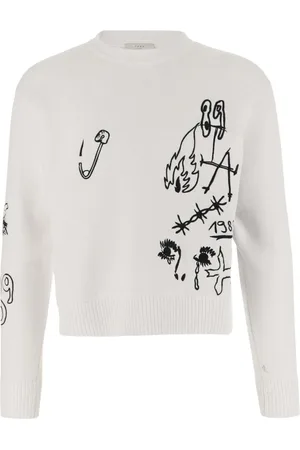 1989 STUDIO Strik, Herre, Hvid, S, Scribble Moderne Kunsttryk