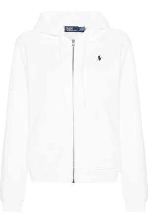 Ralph Lauren Sweathshirts & Hoodies, Dame, Hvid, S, Bomuld, Hvid Sweater med Hætte og Lynlås