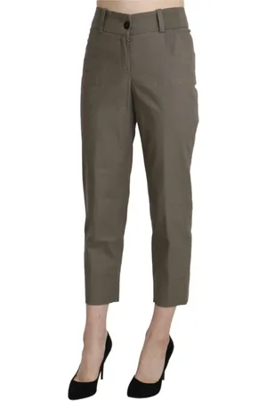 Bencivenga Bukser, Dame, Grå, 3XL, Bomuld, Logo-Detailed High Waist Cropped Pants