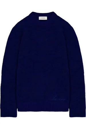LANEUS Strik, Herre, Blå, 2XL, Uld, Alpaca Striktrøje med Broderi