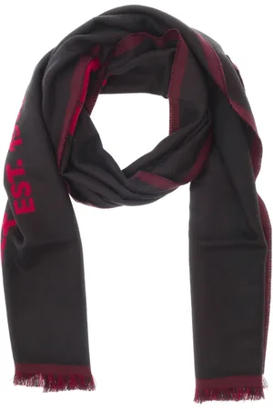 Alexander McQueen Tilbehør, Herre, Sort, ONE SIZE, Uld, Sort Jacquard Logo Frynset Tørklæde