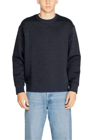 Armani Exchange Sweathshirts & Hoodies, Herre, Blå, M, Bomuld, Blå Trykt Sweatshirt Mænd Efterår/Vinter