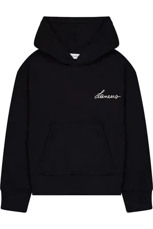 LANEUS Sweathshirts & Hoodies, unisex, Sort, L, Bomuld, Boxy hættetrøje med logo broderi