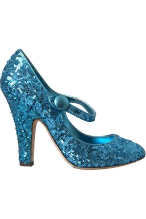 Dolce & Gabbana Sko, Dame, Blå, 39 EU, Læder, Blå Sequin Mary Jane Pumps