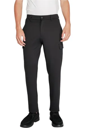 Calvin Klein Bukser, Herre, Sort, W34 L32, Polyester, Strik Tapered Bukser Efterår/Vinter Kollektion