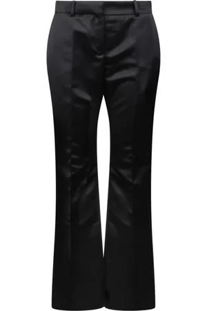 Nina Ricci Bukser, Dame, Sort, M, Satin, Satin Flare Bukser med Lommer