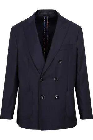 Etro Jakke, Herre, Blå, S, Uld, Blå Uld Pinstripe Jakke
