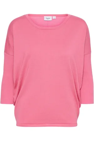 Saint Tropez Strik, Dame, Lyserød, M, Uld, Milasz R-Neck Pullover Sweater Chateau Rose