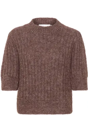 Karen by Simonsen Strik, Dame, Brun, L, Plum Truffle Strik Pullover Kbroma Stil