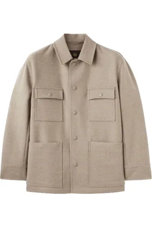 Loro Piana Jakke, Herre, , M, Læder, Overshirt med Læderkrave