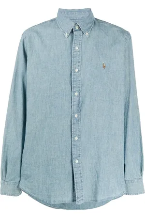Ralph Lauren Skjorte, Herre, Blå, M, Bomuld, Blå Chambray Casual Langærmet Skjorte