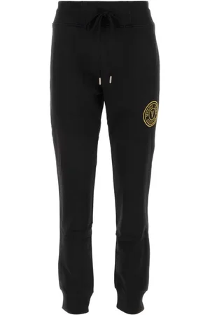 VERSACE Bukser, Dame, Sort, XL, Bomuld, Stilfulde sorte bomuldsjoggers