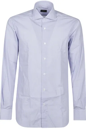BARBA Skjorte, Herre, Blå, 2XL, Bomuld, Klassisk Langærmet Skjorte