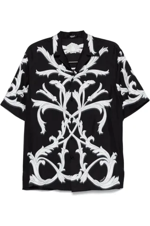 VERSACE Skjorte, Herre, Sort, L, Barocco Print Silkeskjorte