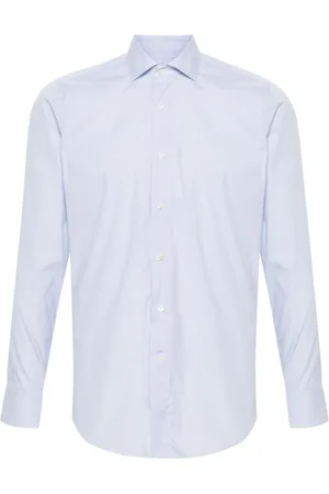 CANALI Skjorte, Herre, Blå, XL, Bomuld, Stribet Stretch Skjorte