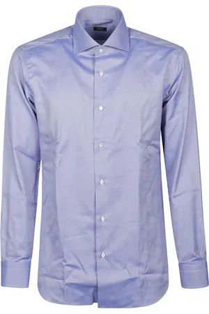 BARBA Skjorte, Herre, Blå, 2XL, Bomuld, Klassisk Langærmet Hals Skjorte