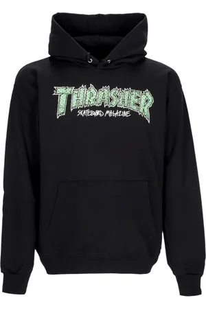 Thrasher Sweathshirts & Hoodies, Herre, Sort, L, Bomuld, Sort hættetrøje med kængurulomme