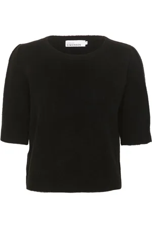 Karen by Simonsen Strik, Dame, Sort, 2XS, Uld, Ensfarvet Pullover Sweater Meteorite
