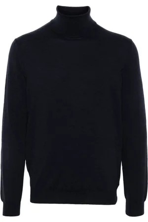 ZANONE Strik, Herre, Blå, M, Uld, Blå Uldblandingsrullehals Sweater