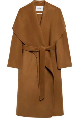 Ivy & Oak Frakke, Dame, Brun, L, Uld, Minimalistisk Uldfrakke med Stor Revers